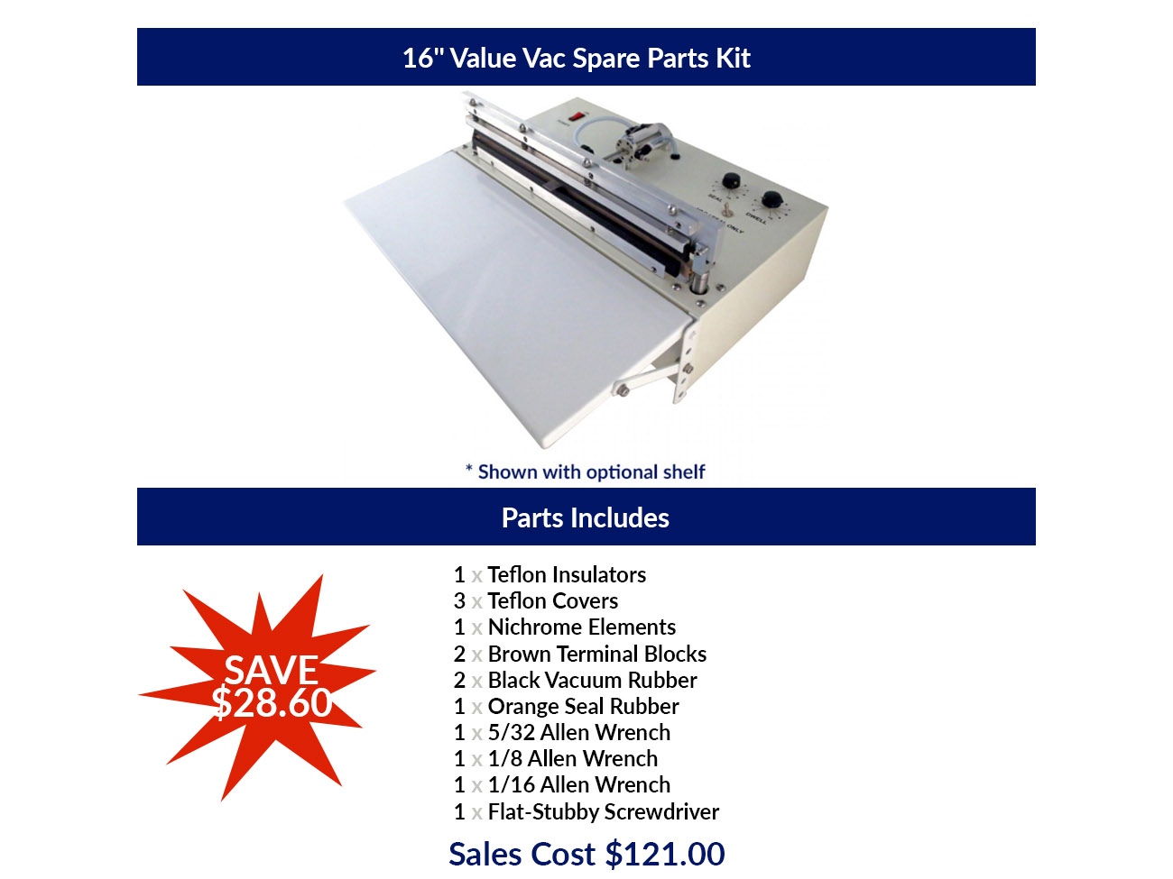 Individual Spare Parts for 16" Value Vac                                                                                              